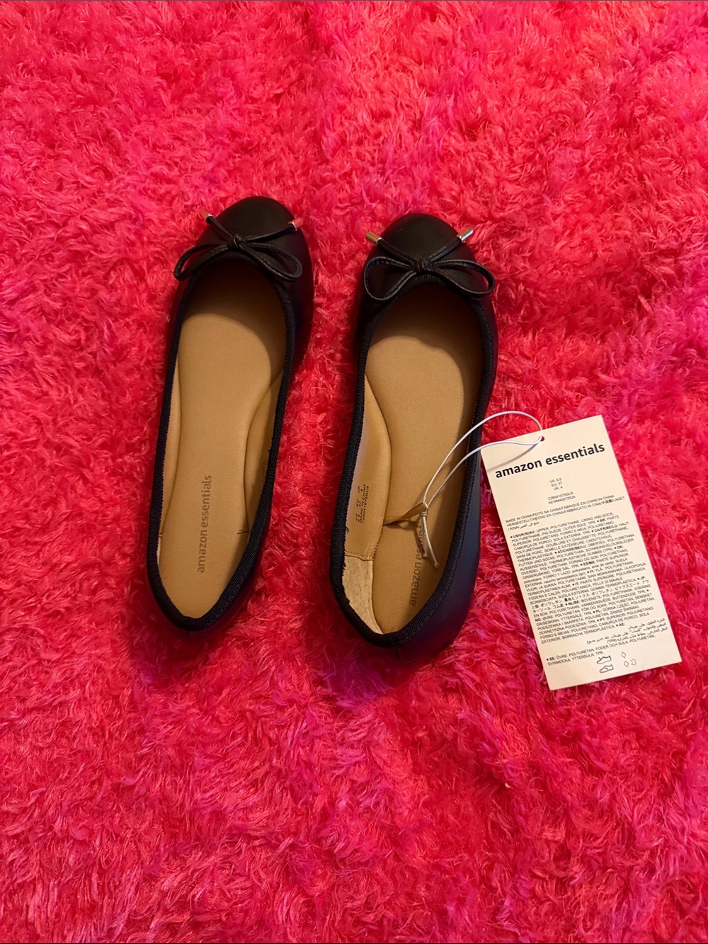 Amazon Essentials Black Bow Ballet Flats